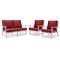 Leisuremod Walbrooke 3-Piece Outdoor Patio Set, White Aluminum Frame & Removable Cushions, Red WW-57-31R - alternate 1