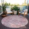 Homeroots 8' Pink And Gray Round Damask Washable Indoor Outdoor Area Rug 603781 - alternate 4
