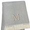 Homeroots 55" X 70" Gray White Herringbone Cotton Blend M Initial Throw Blanket with Tassels Embroidery 655536 - alternate 5