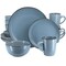 Gibson Home Rockaway 16 Piece Stoneware Metallic Rim Dinnerware Set in Matte Blue 120146.16R - alternate 1
