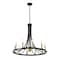 Jonathan Y Dante 30" 11-Light Transitional Modern Iron Adjustable Wagon Wheel LED Chandelier w/Downlight, Black/ JYL2506A - alternate 1
