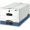 Bankers Box File Box, Corrugated Fiberboard, 12 in W, 24 in D, 10 in H, String & Button Closure, Blue, White 00704 - alternate 1