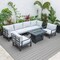 Leisuremod Hamilton 7-Piece Aluminum Patio Conversation Set with Fire Pit Table And Cushions, Light Grey HSFBL-7LGR - alternate 7