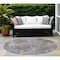 Homeroots 8' Blue Round Abstract Washable Indoor Outdoor Area Rug 564247 - alternate 1