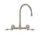 Whitehaus Collection Vintage III Plus Wall Mount Faucet with a  Long Gooseneck Swivel Spout, and Solid Brass Side Spray WHKWLV3-9301-NT-BN - alternate 5
