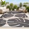 Jonathan Y Allison Classic Beach Stripe and Monstera Leaf Black/Beige 3 ft. x 5 ft. Indoor/Outdoor Area Rug TSN400A-3 - alternate 1