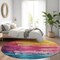 Homeroots 8' Merlot And Blush Round Abstract Washable Indoor Outdoor Area Rug 610945 - alternate 5