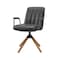Homeroots 23" Gray And Natural Faux Leather Swivel Arm Chair 526380 - alternate 5