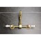 Kingston Brass Two-Handle Wall Mount Bridge Kitchen Faucet, Brushed Brass KS1267BPL - alternate 3