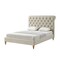 Homeroots Beige Solid Wood King Tufted Upholstered Linen Bed with Nailhead Trim 544947 - alternate 1