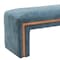 Homeroots 56in Blue and Brown Fabric and Solid Wood Upholstered Bench 668859 - alternate 4