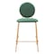 Homeroots Set of Two 26" Green and Gold Velvet and Steel Counter Height Bar Chairs, 2PK 555702 - alternate 3