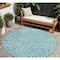 Homeroots 8' Teal Blue And Ivory Round Abstract Washable Indoor Outdoor Area Rug 599018 - alternate 1