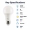Euri Lighting A19 LED Bulb, 9W, 810 lm, 60W Eq., 2700K, E26, Dimmable, CEC/JA8, UL EA19-5020cec - alternate 7