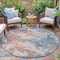 Homeroots 8' Coral And Teal Blue Round Abstract Washable Indoor Outdoor Area Rug 631971 - alternate 8