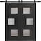 Vdomdoors Sturdy Dbl Barn Door 36 x 80in, Sete 6933 Matte Black W/ Frosted Glass, 13FT Rail Hangers Heavy Set SETE6933DB-BLK-36 - alternate 8