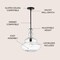 Jonathan Y Bettina 13.37" Glass/Metal LED Pendant, Oil Rubbed Bronze/Clear JYL6402B - alternate 9