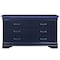 Homeroots 59" Blue Solid Wood Six Drawer Double Dresser 482390 - alternate 1