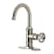 Kingston Brass One-Handle Single-Hole Bathroom Faucet with Deck Plate and Push Pop-Up Drain, Brushed Nickel KSD2218RNX - alternate 1