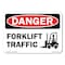 Signmission OSHA Danger, 14" Height, Decal, 14" x 10", Landscape, Forklift Traffic OS-CL-D-1014-L-19990 - alternate 1