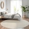 Homeroots 8' Beige And Ivory Round Floral Washable Indoor Outdoor Area Rug 610632 - alternate 7