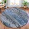 Homeroots 8' Pewter Navy Blue And Charcoal Round Abstract Washable Indoor Outdoor Area Rug 630845 - alternate 4