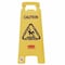 Rubbermaid Commercial Multilingual "Caution" Floor Sign, Plastic, 11x12x25, Bright Yellow FG611200YEL - alternate 1