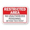 Signmission Restricted Area No Unauthorized Personnel Beyond T Aluminum, 18" H, A-1824-24754 A-1824-24754 - alternate 1