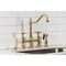 Kingston Brass Bridge Kitchen Faucet with Brass Sprayer, Brushed Brass KS1277BEXBS - alternate 3