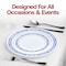 Smarty Had A Party 10.25" White with Blue and Silver Royal Rim Plastic Dinner Plates (120 Plates), 120PK 970BLS-CASE - alternate 6