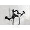 Kingston Brass Two-Handle Wall Mount Bridge Kitchen Faucet with Brass Sprayer, Matte Black KS2440PXBS - alternate 5