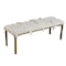 Homeroots 47" Gray Ivory and Gold Geometric Cotton Upholstered Bench 548259 - alternate 6