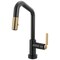 Brizo Litze Smarttouch Pull-Down Prep Faucet with Angle Spout, Industrial Handle Matte Black/Luxe Gold 64964LF-BLGL - alternate 1