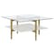 Homeroots 32" White And Gold Glass And Steel Square Coffee Table With Shelf 521987 - alternate 1