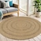 Homeroots 5' Natural And Brown Round Handmade Indoor Outdoor Area Rug 552434 - alternate 7