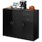Basicwise 33-Inch Black Sideboard Buffet Cabinet with Storage, Spacious Table Top, Large Drawers QI004695.BK - alternate 1