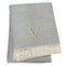 Homeroots 55" X 70" Gray White Herringbone Cotton Blend V Initial Throw Blanket with Tassels Embroidery 655545 - alternate 4