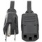 Tripp Lite Power Cord, 5-15P to C13, 10A, 18AWG, 1ft P006-001 - alternate 1