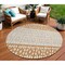 Homeroots 8' Orange Beige And Ivory Round Geometric Washable Indoor Outdoor Area Rug 613863 - alternate 1