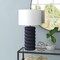Homeroots 25" Navy Blue Ceramic Table Lamp With White Drum Shade 524441 - alternate 7