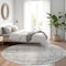 Homeroots 8' Gray And Ivory Round Oriental Washable Indoor Outdoor Area Rug 605117 - alternate 7