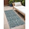 Homeroots 8' Runner Teal Damask Washable Non Skid Indoor Outdoor Runner Rug 563899 - alternate 1