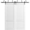 Sartodoors Sliding Closet Barn Bypass Doors 84 x 84 inches, Louver 3388 Primed Wh1te, 8ft Rails Hardware Set LOUVER3388BBB-PRI-7296 - alternate 1