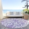 Homeroots 8' Purple And Ivory Round Damask Washable Indoor Outdoor Area Rug 614451 - alternate 6