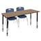 Regency Kee Adjustable Classroom Table W/ 2 Andy Stack Chairs, 66 in W, 24 in L, Noble Oak MT6624NOAPBK40NV - alternate 1
