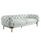 Homeroots 96" Light Slate Gray Top Grain Leather Sofa With Gold Legs 491346 - alternate 1