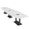 Skutchi Designs Boat Conference Table With Power, 48 in W, 216 in L, White HAR-BOT-48x216-DOU.BK-WA7976-EBLK - alternate 1