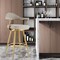 Homeroots 30" Taupe and Gold Fabric and Stainless Steel Bar Height Swivel Bar Chair 569153 - alternate 1