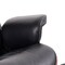 Homeroots 35" Black and Dark Brown Genuine Leather Tufted Swivel Lounge Chair With Ottoman 526372 - alternate 8