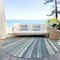 Homeroots 8' Sky Blue Beige And Tan Round Striped Washable Indoor Outdoor Area Rug 615009 - alternate 5